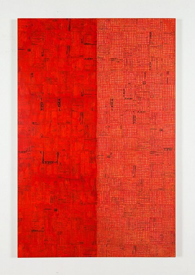 McArthur Binion, Ink: Work: Vermilion
2018, Oil paint stick, ink, and paper on board